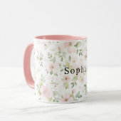 Mooie Roze Bloemen Mok (Voorkant links)