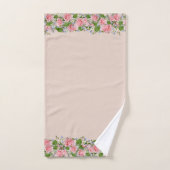 Mooie roze bloemen op licht zand beige bad handdoek (Handdoek)