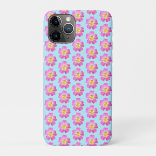 Mooie roze bloemen op lichtblauw Case-Mate iPhone case (Achterkant)