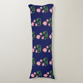 Mooie roze bloemen op Navy Blue Lichaamskussen (Voorkant Verticaal)