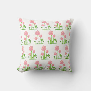 Mooie Roze Bloemen op Wit Kussen