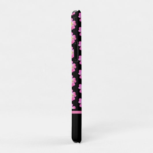 Mooie roze bloemen op zwarte en tekstnaam Case-Mate iPhone case (Achterkant/rechts)