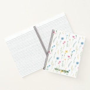 Mooie Roze Bloemen Persoonlijk Initialen Monogram Notitieboek