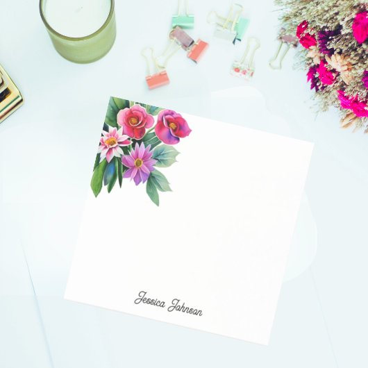 Mooie Roze Bloemen Persoonlijke Uw Naam  Post-it® Notes