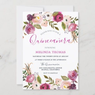Mooie roze bloemen Quinceanera 15e verjaardag Kaart