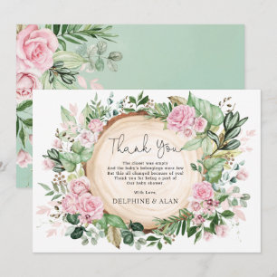 Mooie Roze Bloemen Rozen Tuin Baby Shower Bedankkaart