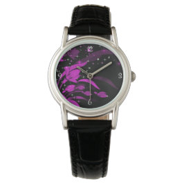 Mooie Roze Bloemen Sterrenexplosies Glans Horloge
