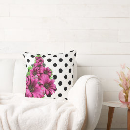 Mooie Roze Bloemen Stippenpatroon Kussen
