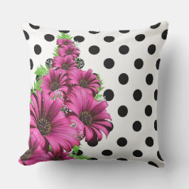 Mooie Roze Bloemen Stippenpatroon Kussen