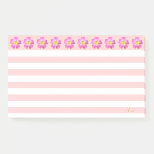 Mooie Roze Bloemen & Strepen Post-it® Notes (Voorkant)