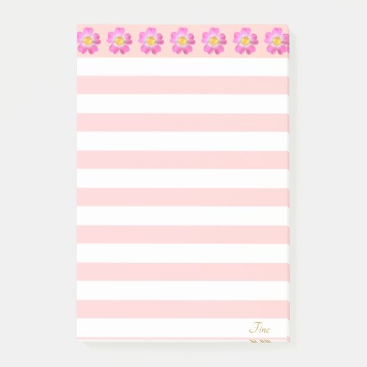 Mooie Roze Bloemen & Strepen Post-it® Notes (Voorkant)