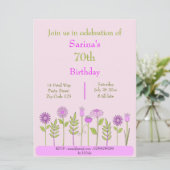 mooie roze bloemen uitnodiging (Staand voorkant)