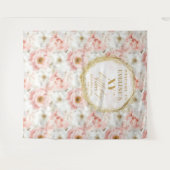 Mooie Roze Bloemen Verjaardag Foto Booth Banner Wandkleed (Voorkant (horizontaal))