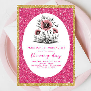 Mooie roze bloemen verjaardag kaart