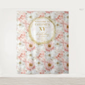 Mooie Roze Bloemen Verjaardag Photo Booth Banner Wandkleed (Voorkant)