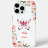 Mooie roze bloemen vlinder meisjesnaam Case-Mate iPhone case (Achterkant)