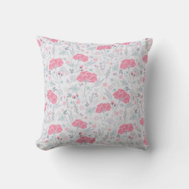 Mooie roze bloemen Waterverf Ditsy Pattern | Kussen