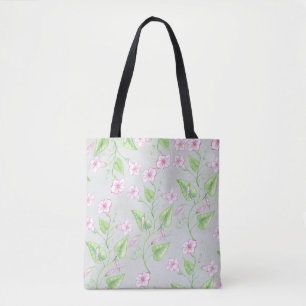 Mooie roze bloemen Waterverf patroon Tote Bag