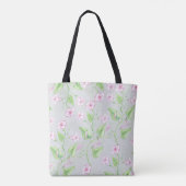 Mooie roze bloemen Waterverf patroon | Tote Bag (Achterkant)
