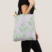 Mooie roze bloemen Waterverf patroon | Tote Bag (Dichtbij)