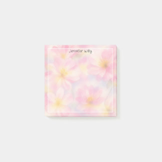 Mooie Roze Bloemen Weiland Aangepaste Naam Vrouwel Post-it® Notes