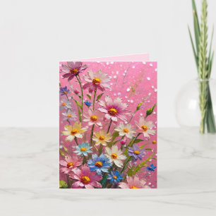 Mooie roze bloemen Wenskaart Kaart