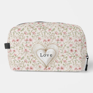 Mooie Roze Bloemen Witte Hart Liefde Toilettasje