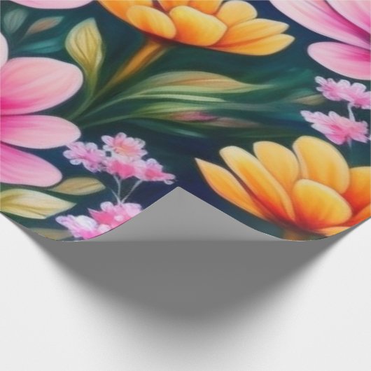 Mooie roze bloemen Wrapping Papier (Hoek)