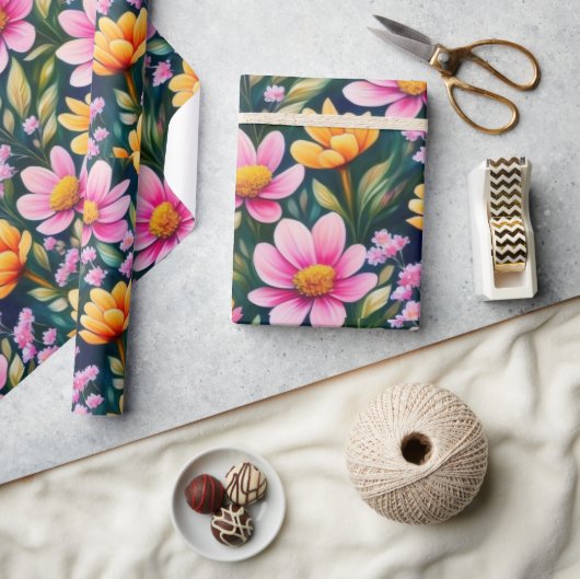 Mooie roze bloemen Wrapping Papier (Crafts)