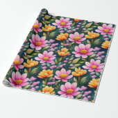 Mooie roze bloemen Wrapping Papier (Uitgerold)