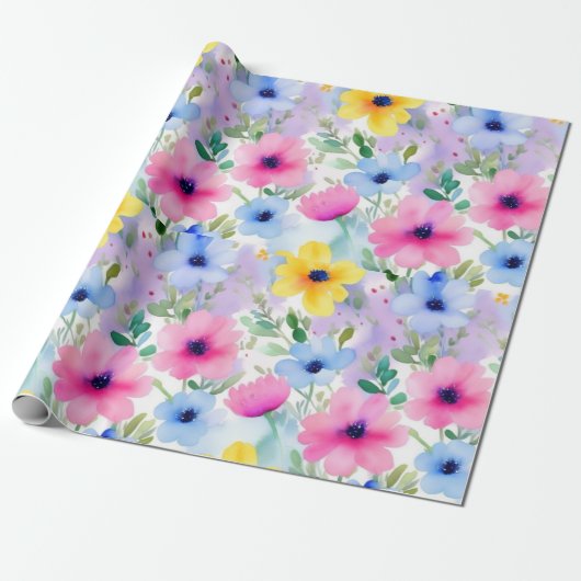 Mooie roze bloemen Wrapping Papier (Uitgerold)