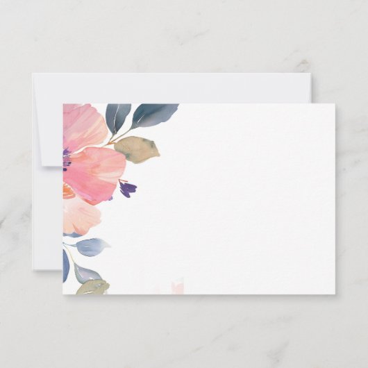 Mooie roze bloemenbloem Waterverf bruiloft RSVP Kaartje (Achterkant)