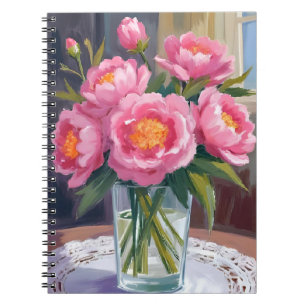 Mooie Roze Bloemenboeket Pioen Bloemstuk Notitieboek