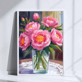 Mooie Roze Bloemenboeket | Pioen Bloemstuk Poster