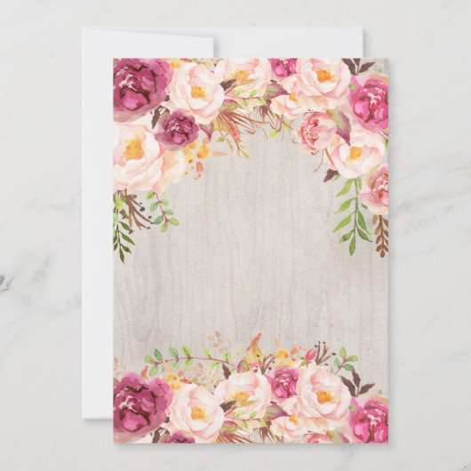 Mooie Roze Bloemendoop Uitnodiging (Achterkant)