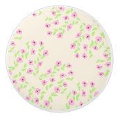 Mooie roze bloemenhandvatten keramische knop (Voorkant)