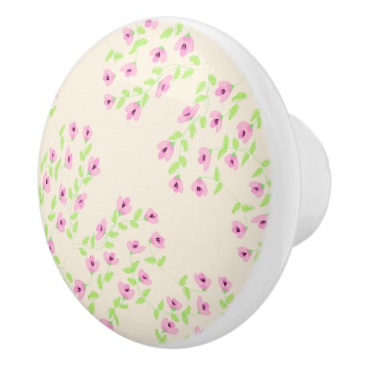 Mooie roze bloemenhandvatten keramische knop (Rechts)