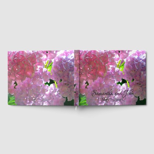 Mooie roze bloemenhortensia's gastenboek (Volledig)