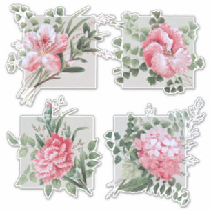Mooie  roze bloemenkap   Zilver BG Sticker