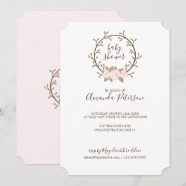 Mooie Roze Bloemenkrans Baby Shower Kaart