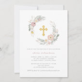 Mooie Roze Bloemenkrans | Doopfeest Kaart (Voorkant)