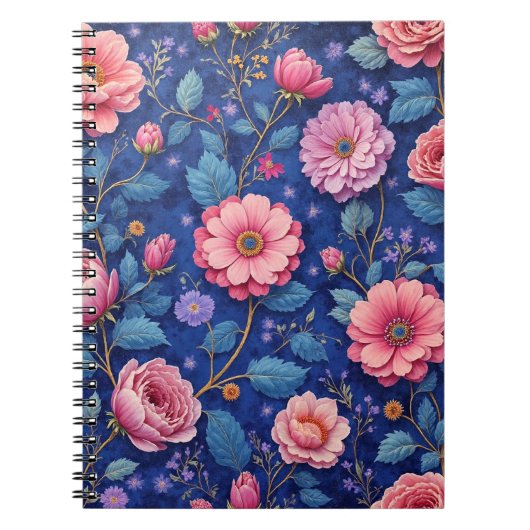 Mooie roze bloemenprint notitieboek (Voorkant)