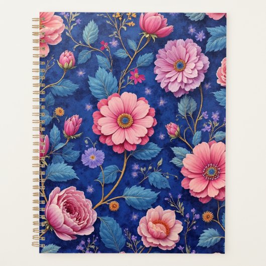 Mooie roze bloemenprint planner (Voorkant)