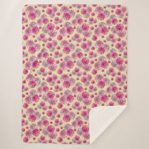 Mooie Roze Bloemensherpa-deken Voor Haar Sherpa Deken