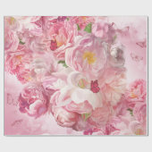 Mooie roze bloementuin cadeaupapier (Vlak)