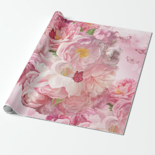 Mooie roze bloementuin cadeaupapier