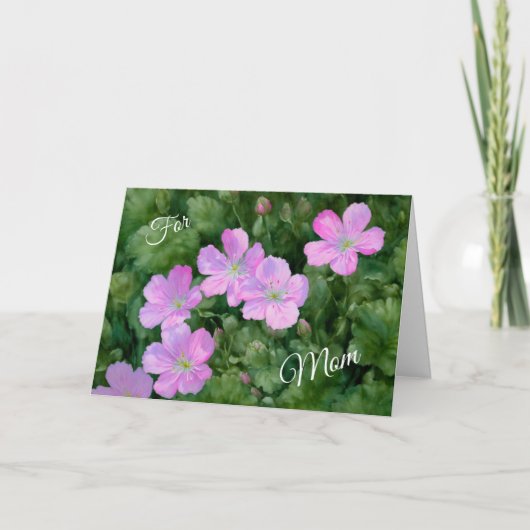 Mooie Roze Bloementuin Kunst Moederdag Kaart (Voorkant)