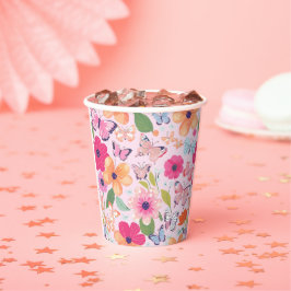 Mooie Roze Bloementuin Papieren Bekers