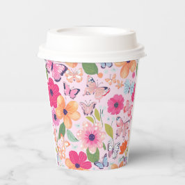 Mooie Roze Bloementuin Papieren Bekers