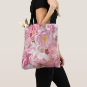 Mooie roze bloementuin tote bag (Dichtbij)